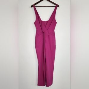 ASOS Fuchsia Pink Sleeveless Cross Front Jumpsuit Size 8 Barbiecore Preppy